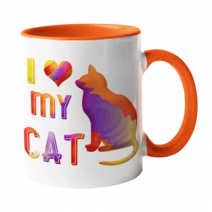Katzen Tasse I Love My Cat mit Katzenmotiv und Herz