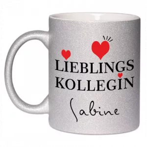 Glitzer Tasse Lieblingskollegin mit Wunschname