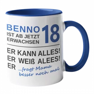 Tasse Endlich 18 …Mama
