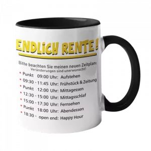 Tasse. Endlich Rente. Mein neuer Zeitplan