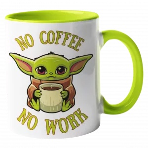 Bedruckte Tasse. NO COFFEE NO WORK