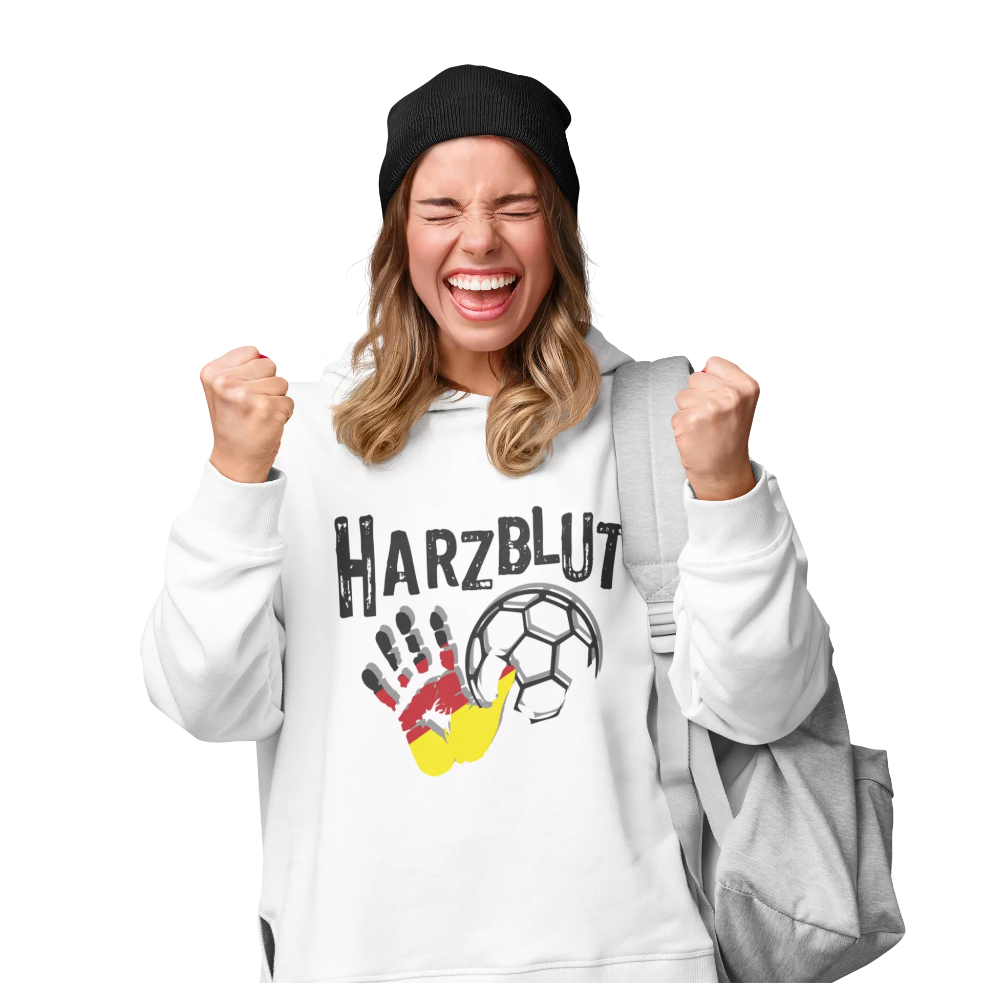 „Handball Hoodie mit Motivdruck – stylischer Kapuzenpullover für Handball-Fans“