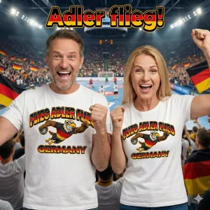 Motiv „FLIEG ADLER FLIEG“ – Deutschland-Handball Fanspruch als Druckmotiv