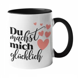Valentinstags Tasse mit Spruch Du machst mich glücklich